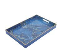 BAZEITFLOW Plateau de Rangement pour Bijoux en Plastique Bleu, Plateau Rectangulaire Solide et Polyvalent pour Table Basse, Salle de Bain ou BBQ, Décoration Élégante et Moderne