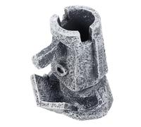 BAZEITFLOW Pot à Crayons Moai Résine Gris Support Statue Île de Pâques pour Bureau Porte-lunettes et Rangement Papeterie Pratique Décoration Résistante et Compacte