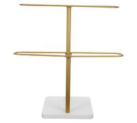 BAZEITFLOW Présentoir à Lunettes de Soleil en Fer Doré à 2 Niveaux Support de Rangement Métallique Compact et Robuste pour Bureau et Chambre Organiseur Polyvalent pour et Soleil