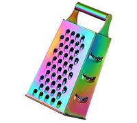 BAZEITFLOW Râpe à Main Multifonction en Acier Inoxydable 4 Faces pour Légumes Fromage et Fruits Poignée Ronde Couleur Arc-en-Ciel Outil Cuisine Polyvalent pour Râper et Trancher