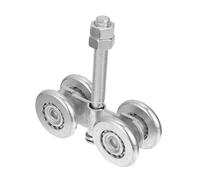 BAZEITFLOW Rouleau de Chenille en Acier Argenté pour Porte Coulissante, Structure Stable, Charge 200kg, Chariot de Remplacement pour Portes Coulissantes et Granges