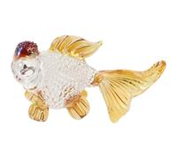 BAZEITFLOW Sculpture Miniature de Poisson Koi en Cristal Doré, Décoration Intérieure 93x24,5x48,5 Mm, Objet de Collection Poisson Rouge, Statue Carpe Amulette pour Maison et Bureau