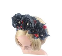 BAZEITFLOW Serre-tête Halloween Coiffe Tête De Mort Avec Fleurs Roses Accessoires Cheveux Pour Fêtes Et Cosplay