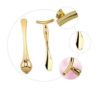 BAZEITFLOW Set Applicateurs Visage Alliage Zinc Double Embouts Cuillère et Bâton pour Massage Yeux Absorption Crème Anti-Œdème et Raffermissant