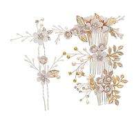 BAZEITFLOW Set de Peignes et Épingles à Cheveux Fleurs et Perles pour Mariage Accessoires Coiffure Décoratifs et Filles