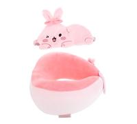 BAZEITFLOW Set de Voyage Oreiller Ergonomique U et Masque Yeux Lapin et Bloqueur de Lumière pour Avion Voiture Bureau et Sieste