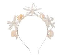 BAZEITFLOW Silver Pearl Band Bandeau Coquillage Bandeau Pour Mariage Couronne Coiffes De Mariage Pour Femmes Accessoires De Cheveux Costumés Métal Plastique Blanche