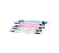 BAZEITFLOW Stylo Nail Art Silicone Double Tête Transparent avec Cristal Tête Souple pour Sculpture et Gravure Ongles Outil Manucure et Confortable