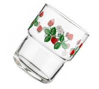 BAZEITFLOW Tasse Verre Motif Fraise Verre Résistant pour Boissons Maison et Restaurant Compatible Lait Jus Thé Café