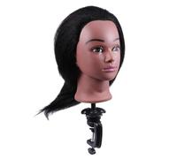 BAZEITFLOW Tête De Mannequin Cosmétologie 14 Pouces Cheveux Naturels Noirs Clair Support, Tête De Poupée Coiffure Coiffant, Formation Professionnelle Apprentissage Pour Salon De Beauté Et Étudiants