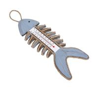 BAZEITFLOW Thermomètre Décoratif Mural Arête de Poisson Vintage pour Intérieur et Extérieur, Bois Naturel, Instrument de Mesure Climatique Précis, Décoration Murale Jardin et Terrasse