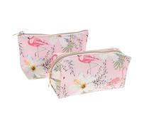 BAZEITFLOW Trousse De Maquillage à Fermeture Éclair Lot De 2 Petite Taille Rose Flamant Paquet De Rangement Cosmétique Portable pour Voyage Et Toilette