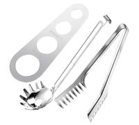 BAZEITFLOW Ustensiles Cuisine 3 Pièces en Acier Inoxydable - Outil de Mesure de Spaghetti Pince à Pâtes Ergonomique Cuillère à Nouilles - Contrôle Précis des Portions pour Préparation