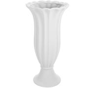 BAZEITFLOW Vase Commémoratif en Céramique Gris Clair Grand Vase Décoratif pour Cimetière Porte-Fleurs pour Tombe Résistant aux Intempéries Support pour Composition de Fleur Extérieure