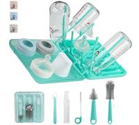 BAZELINE CREATIONS Kit de Nettoyage 7 en 1 : Brosse à Biberon, Tétine, Paille, Distributeur de Savon, Cuillère, Égouttoir, Boîte de Rangement - Essentiels
