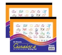 BAZIC Lot de 2 blocs d'écriture cursifs 50 feuilles 26,7 x 20,3 cm