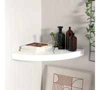 Baziroo Étagère d'angle - Blanc brillant - Étagère murale - Étagère coulissante d'angle - En MDF - Système de montage invisible pour chambre à coucher, salon, salle de bain, cuisine - 35 x 35 x 3,8 cm