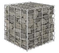 Baziroo Jardinière surélevée en gabion - Fil d'acier - 40 x 40 x 40 cm - Argenté - Jardinière surélevée - Remplissage de fleurs - Jardinière surélevée - Panier à pierres - Panier gabion - Jardinière