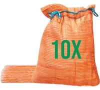 Bazko 10 sacs raschel 35x50cm 5kg | orange | Sacs en filet avec cordon de serrage Sacs à pommes de terre Sacs à oignons Bois de chauffage Sacs à bois de chauffage