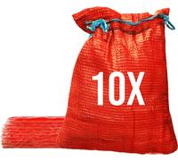 Bazko 10 sacs raschel 50x80cm 30kg | rouge | Sacs en filet avec cordon de serrage Sacs à pommes de terre Sacs à oignons Bois de chauffage Sacs à bois de chauffage