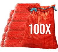 Bazko Lot de 100 sacs Raschel, 35 x 50 cm, 5 kg, rouges, en filet avec cordon de serrage, pour pommes de terre, oignons, filet pour bois de chauffage