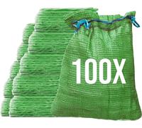 Bazko 100 sacs raschel 42x60cm 15kg | vert | Sacs en filet avec cordon de serrage Sacs à pommes de terre Sacs à oignons Bois de chauffage Sacs à bois de chauffage
