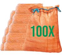Bazko 100 sacs raschel 50x80cm 30kg | orange | Sacs en filet avec cordon de serrage Sacs à pommes de terre Sacs à oignons Bois de chauffage Sacs à bois de chauffage