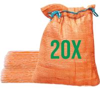 Bazko 20 sacs raschel 50x80cm 30kg | orange | Sacs en filet avec cordon de serrage Sacs à pommes de terre Sacs à oignons Bois de chauffage Sacs à bois de chauffage