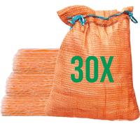 Bazko 30 sacs raschel 35x50cm 5kg | orange | Sacs en filet avec cordon de serrage Sacs à pommes de terre Sacs à oignons Bois de chauffage Sacs à bois de chauffage