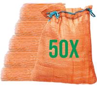 Bazko 50 sacs raschel 35x50cm 5kg | orange | Sacs en filet avec cordon de serrage Sacs à pommes de terre Sacs à oignons Bois de chauffage Sacs à bois de chauffage