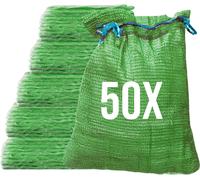 Bazko 50 sacs raschel 42x60cm 15kg | vert | Sacs en filet avec cordon de serrage Sacs à pommes de terre Sacs à oignons Bois de chauffage Sacs à bois de chauffage