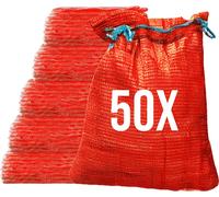Bazko 50 sacs raschel 50x80cm 30kg | rouge | Sacs en filet avec cordon de serrage Sacs à pommes de terre Sacs à oignons Bois de chauffage Sacs à bois de chauffage