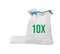 Bazko Lot de 10 sacs Raschel - 42 x 60 cm - 15 kg - Blanc - Sacs en filet avec cordon de serrage - Sac à pommes de terre, oignons - Sac à filet pour bois de chauffage