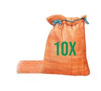 Bazko Lot de 10 sacs Raschel - 42 x 60 cm - 15 kg - Orange - Sacs en filet avec cordon de serrage - Sac à pommes de terre, oignons, sac filet pour bois de chauffage