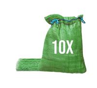 Bazko Lot de 10 sacs Raschel, 42 x 60 cm, 15 kg, verts, en filet avec cordon de serrage, pour pommes de terre, oignons, filet pour bois de chauffage
