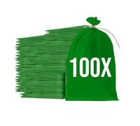 Bazko Lot de 100 sacs de sable pour inondations - Sac en tissu PP 50 x 80 cm - Vert - Sac de jardin avec fil à nouer pour une fermeture confortable et sûre - Indéchirable