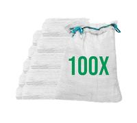 Bazko Lot de 100 sacs Raschel, 35 x 50 cm, 5 kg, blancs, en filet avec cordon de serrage, pour pommes de terre, oignons, filet pour bois de chauffage