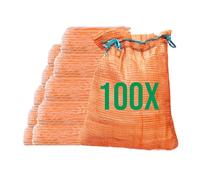 Bazko Lot de 100 sacs Raschel 35x50 cm 5 kg | Orange | Sacs en maille avec cordon de serrage | Réutilisable | Sac à pommes de terre, sacs à oignons, sac en maille pour bois de chauffage