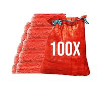Bazko Lot de 100 sacs Raschel - 42 x 60 cm - 15 kg - Rouge - Sacs en filet avec cordon de serrage - Sac à pommes de terre, oignons - Sac à filet pour bois de chauffage