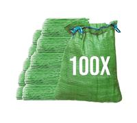 Bazko Lot de 100 sacs Raschel - 42 x 60 cm - 15 kg - Vert - Sacs en filet avec cordon de serrage - Sac à pommes de terre, oignons - Sac à filet pour bois de chauffage