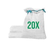 Bazko Lot de 20 sacs Raschel - 42 x 60 cm - 15 kg - Blanc - Sacs en filet avec cordon de serrage - Sac à pommes de terre, oignons - Sac à filet pour bois de chauffage