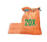 Bazko Lot de 20 sacs Raschel - 42 x 60 cm - 15 kg - Orange - Sacs en filet avec cordon de serrage - Sac à pommes de terre, oignons - Sac à filet pour bois de chauffage