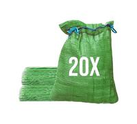 Bazko Lot de 20 sacs Raschel - 42 x 60 cm - 15 kg - Vert - Sacs en filet avec cordon de serrage - Sac à pommes de terre, oignons - Sac à filet pour bois de chauffage