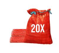 Bazko Lot de 20 sacs Raschel - 50 x 80 cm - 30 kg - Rouge - Sacs en filet avec cordon de serrage - Sac à pommes de terre, oignons, sac filet pour bois de chauffage