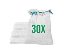 Bazko Lot de 30 sacs Raschel, 35 x 50 cm, 5 kg, blancs, en filet avec cordon de serrage, pour pommes de terre, oignons, filet pour bois de chauffage