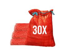 Bazko Lot de 30 sacs Raschel - 42 x 60 cm - 15 kg - Rouge - Sacs en filet avec cordon de serrage - Sac à pommes de terre, oignons, sac filet pour bois de chauffage