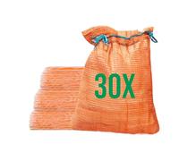 Bazko Lot de 30 sacs Raschel, 50 x 80 cm, 30 kg, oranges, en filet avec cordon de serrage, pour pommes de terre, oignons, filet pour bois de chauffage