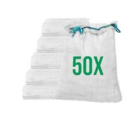 Bazko Lot de 50 sacs Raschel, 35 x 50 cm, 5 kg, blancs, en filet avec cordon de serrage, pour pommes de terre, oignons, filet pour bois de chauffage