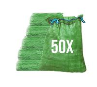 Bazko Lot de 50 sacs Raschel - 42 x 60 cm - 15 kg - Vert - Sacs en filet avec cordon de serrage - Sac à pommes de terre, oignons - Sac à filet pour bois de chauffage