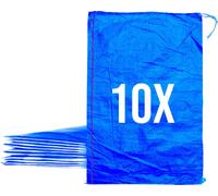 Bazko Sacs à sable vides pour inondations à remplir 10 pièces | 50x80 cm | bleu | Sac en tissu PP | Sac de jardin avec cordon de serrage